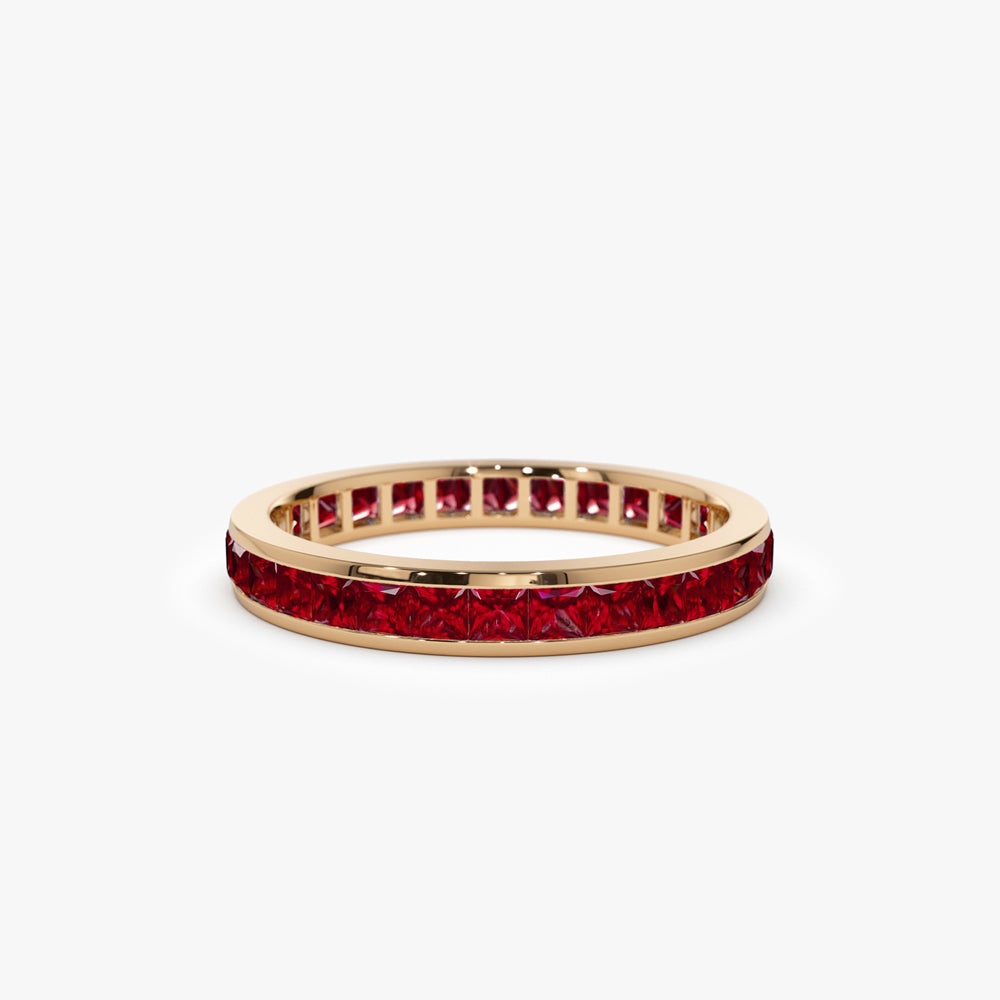 Full Eternity Princess Cut Ruby Ring