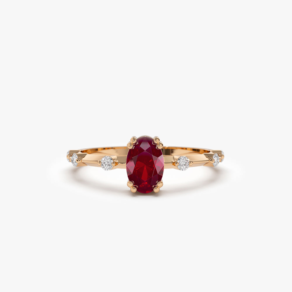 Dainty Diamond Genuine Ruby Ring