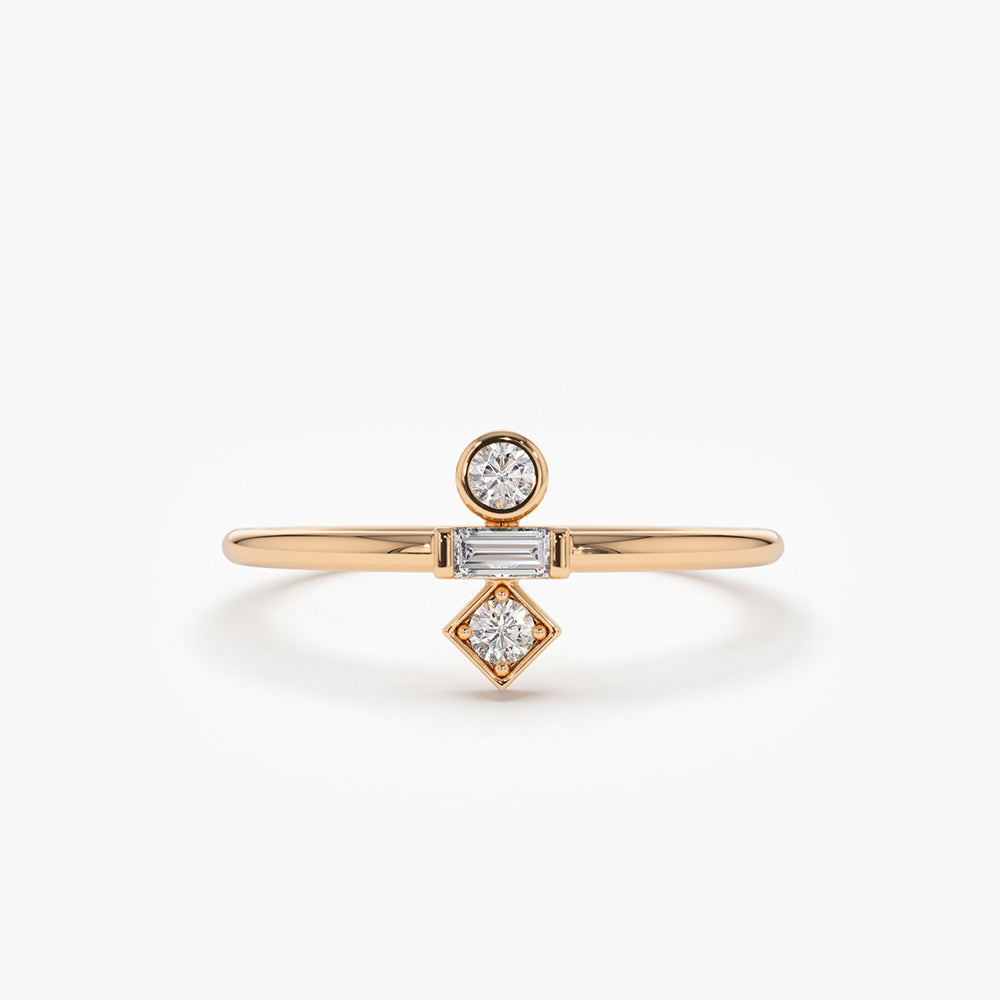 Baguette and Round Cut Diamond Ring