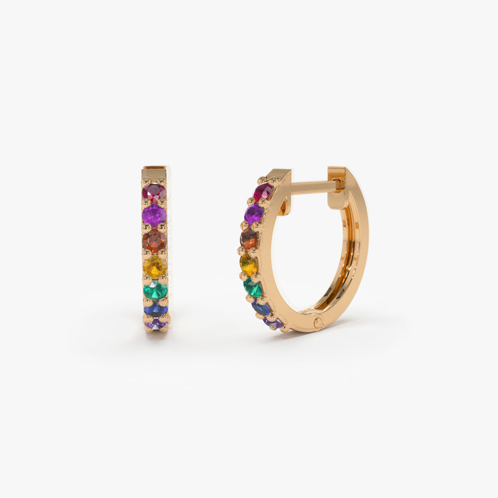 Multi Color Huggie Hoop Earrings