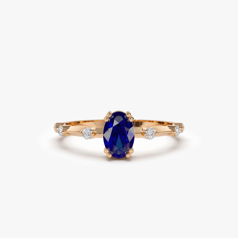 Dainty Diamond Genuine Sapphire Ring