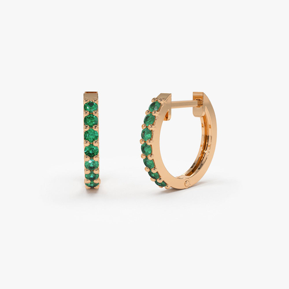 Emerald Huggie Hoop Earrings