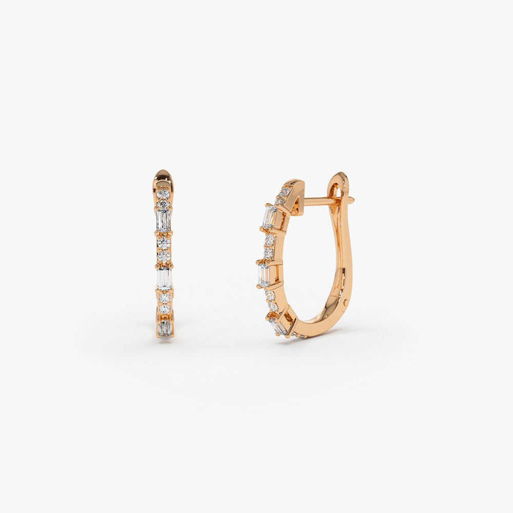 Baguette And Round Diamond Earrings