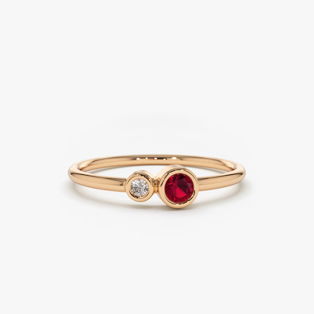 Bezel Setting Ruby and Diamond Ring