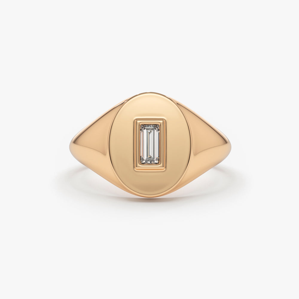 Baguette Diamond Signet Ring