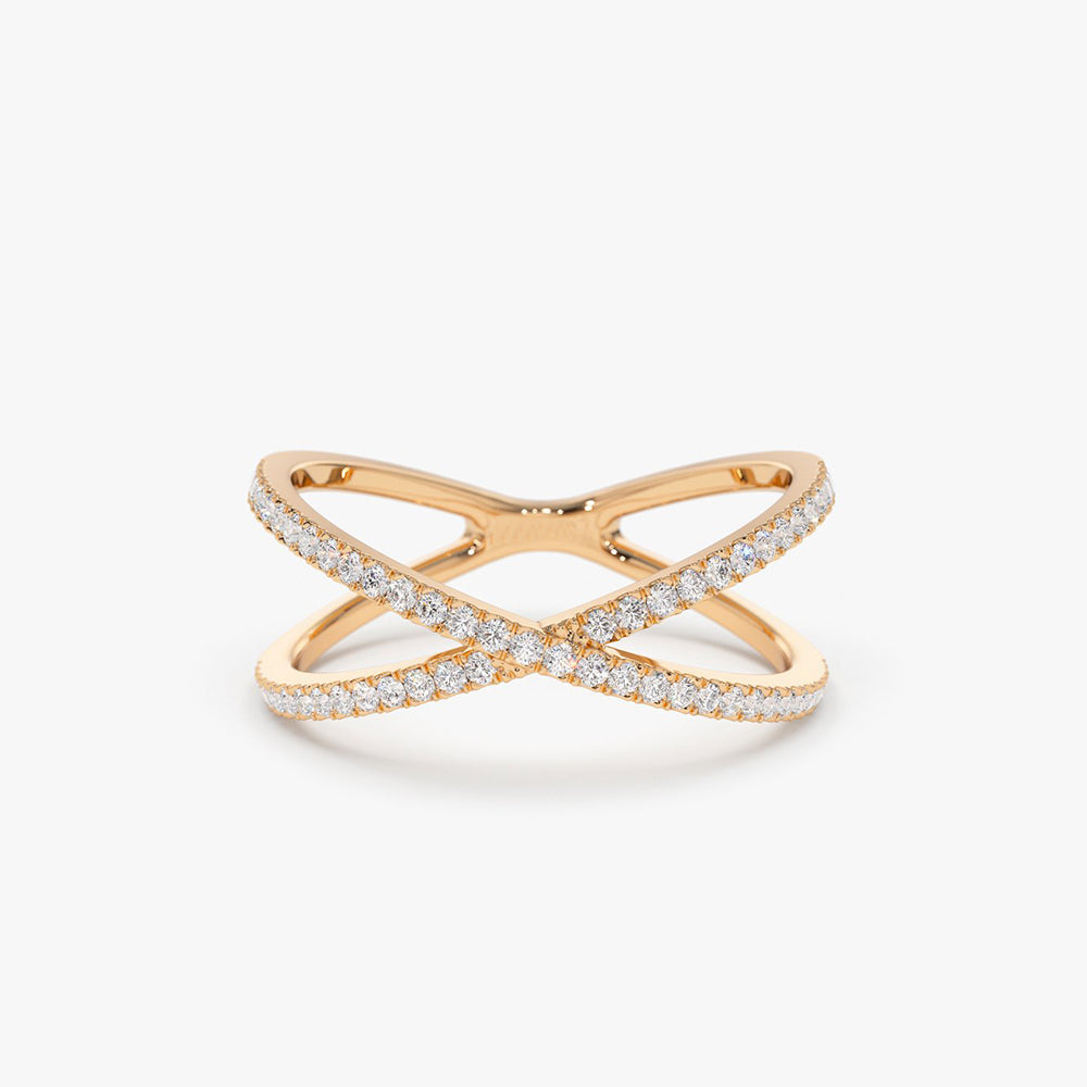 Diamond Criss Cross Pave Ring