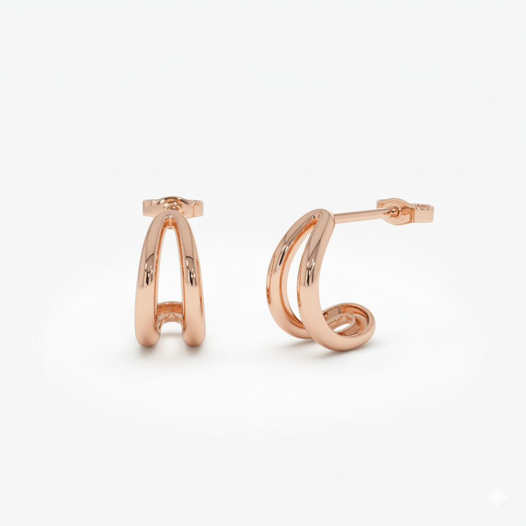 Double Curved J Hoop Earrings