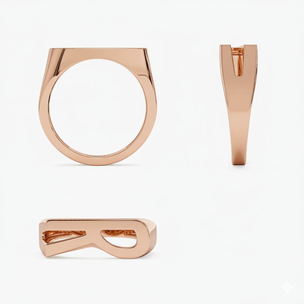 Modern Abstract Personalized Initial Ring