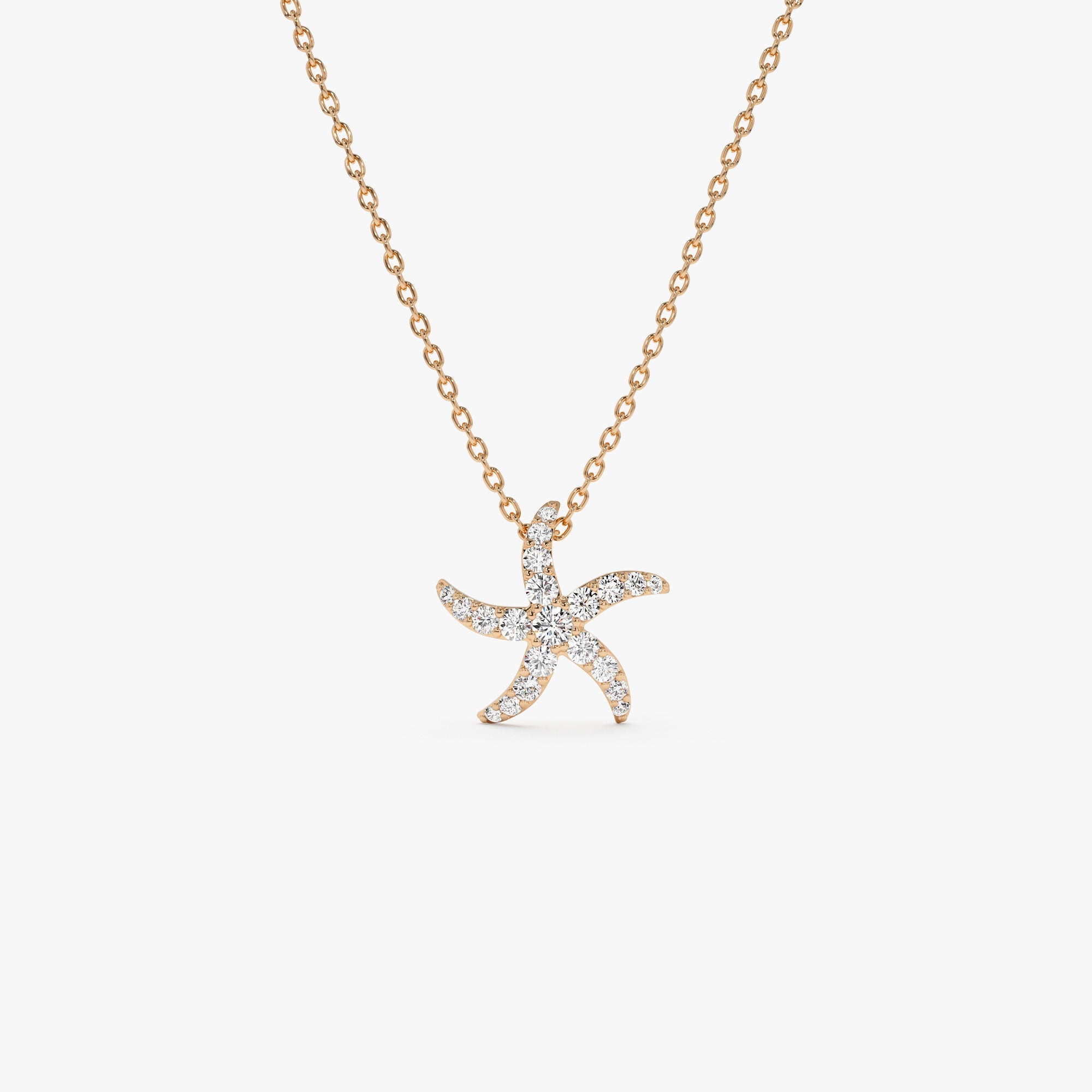 Diamond Starfish Charm Pendant