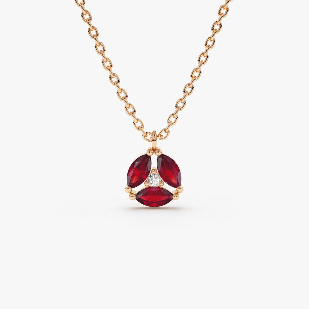 Marquise Ruby Cluster Necklace