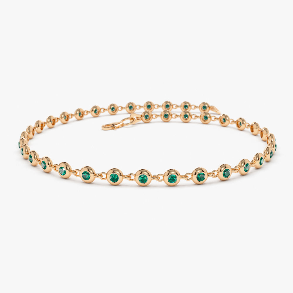 Bezel Set Emerald Tennis Bracelet