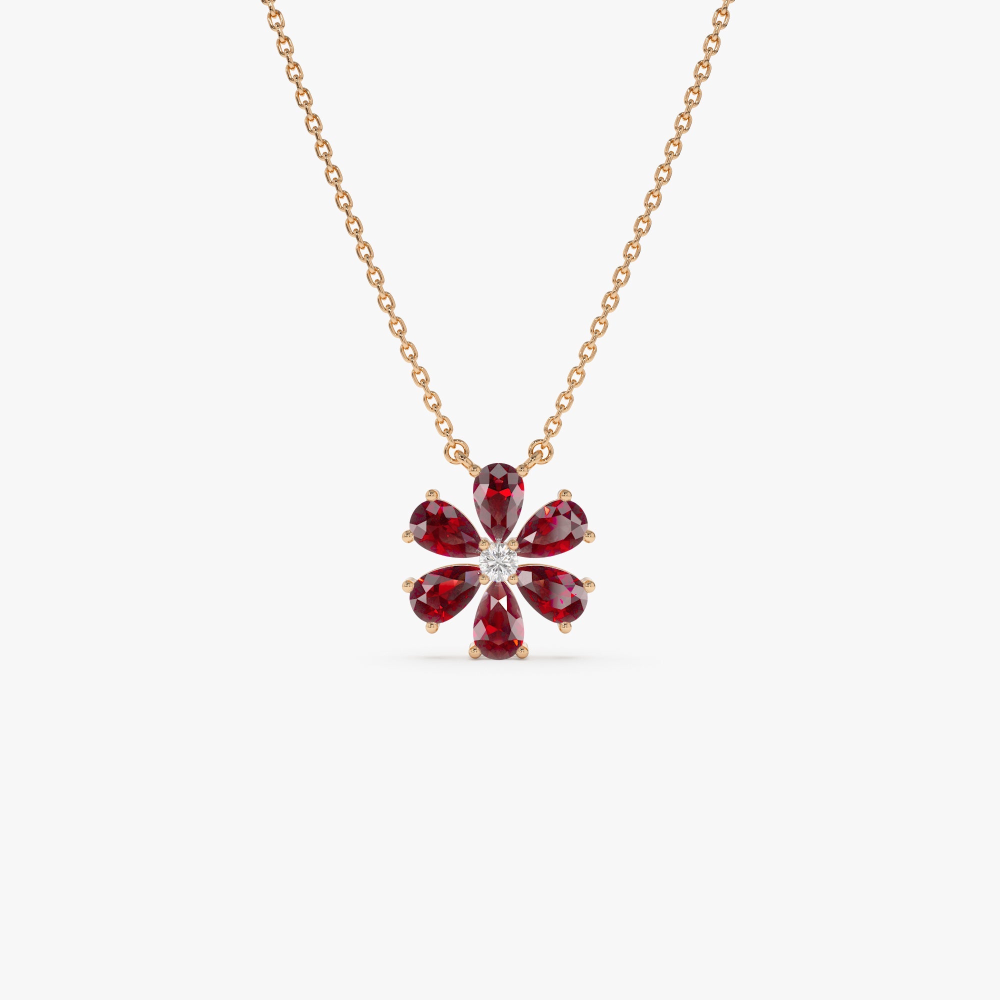 Garnet Flower Necklace
