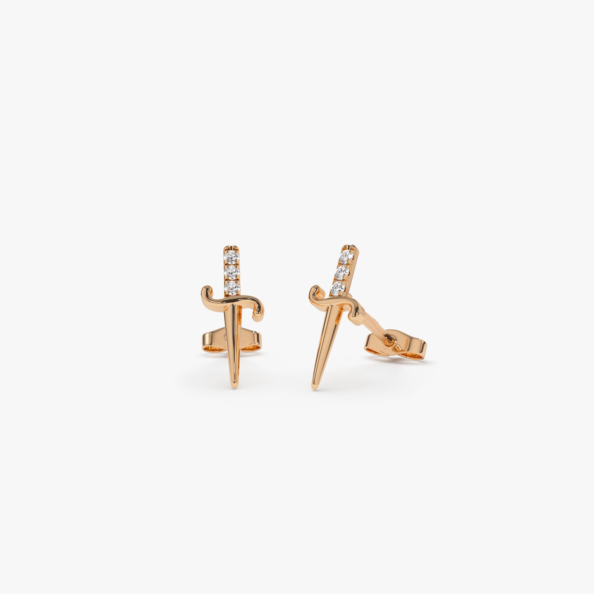 Mini Sword Diamond Earrings