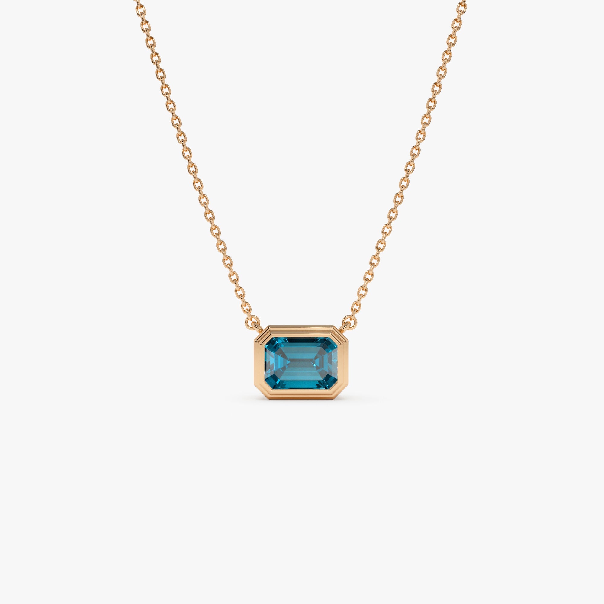 Emerald Cut Bezel Setting Blue Topaz