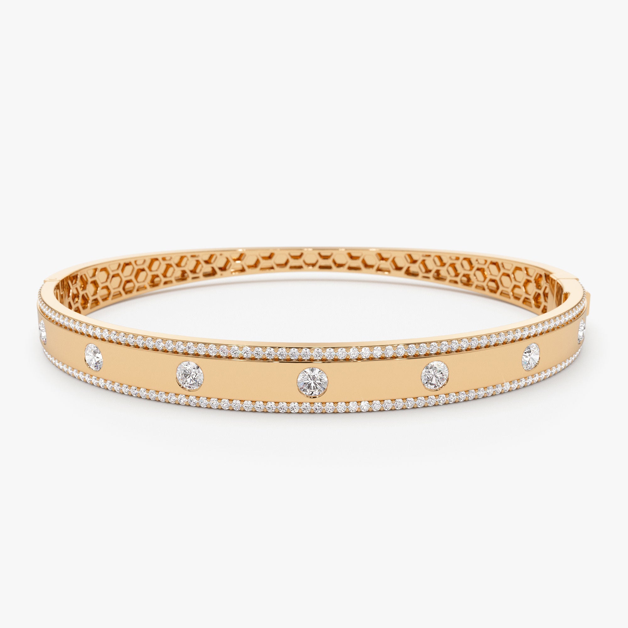Flush Set Diamond Bangle with Pave Edges