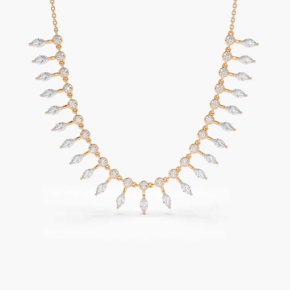 Marquise and Round Diamonds Statement Piece Necklace