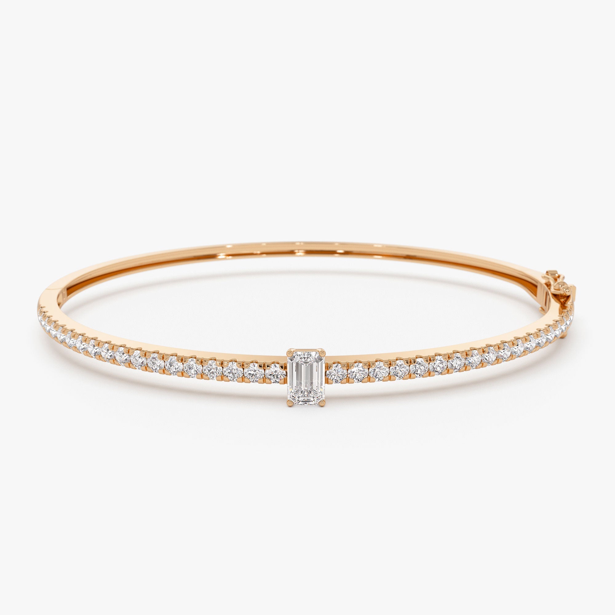 Emerald Cut and Round Diamond Bangle