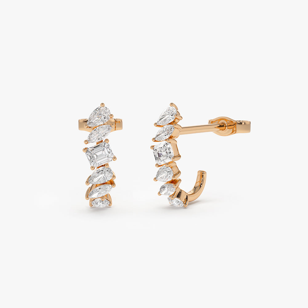 Mixed Diamond Shapes Statement Stud Earrings