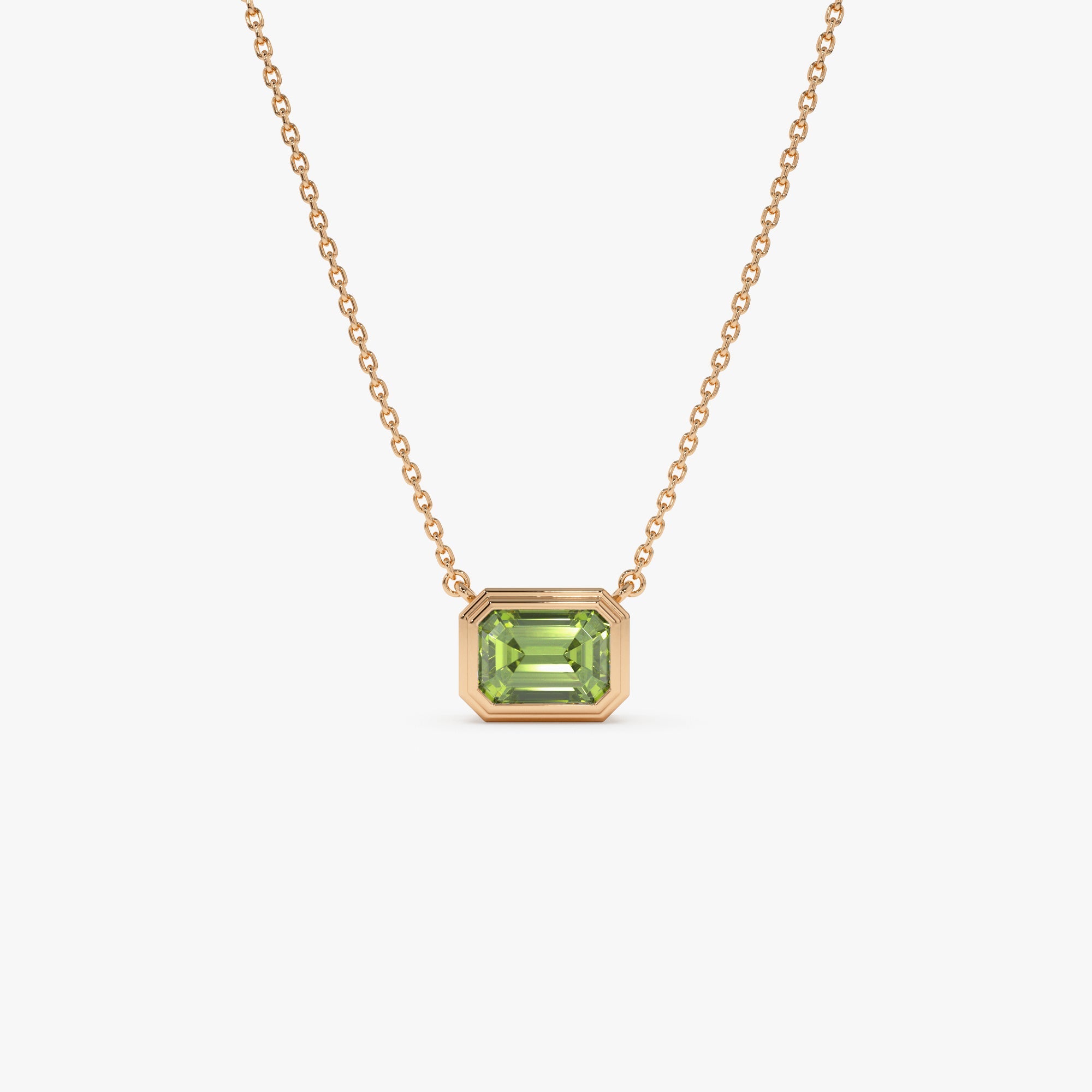 Emerald Cut Bezel Setting Peridot
