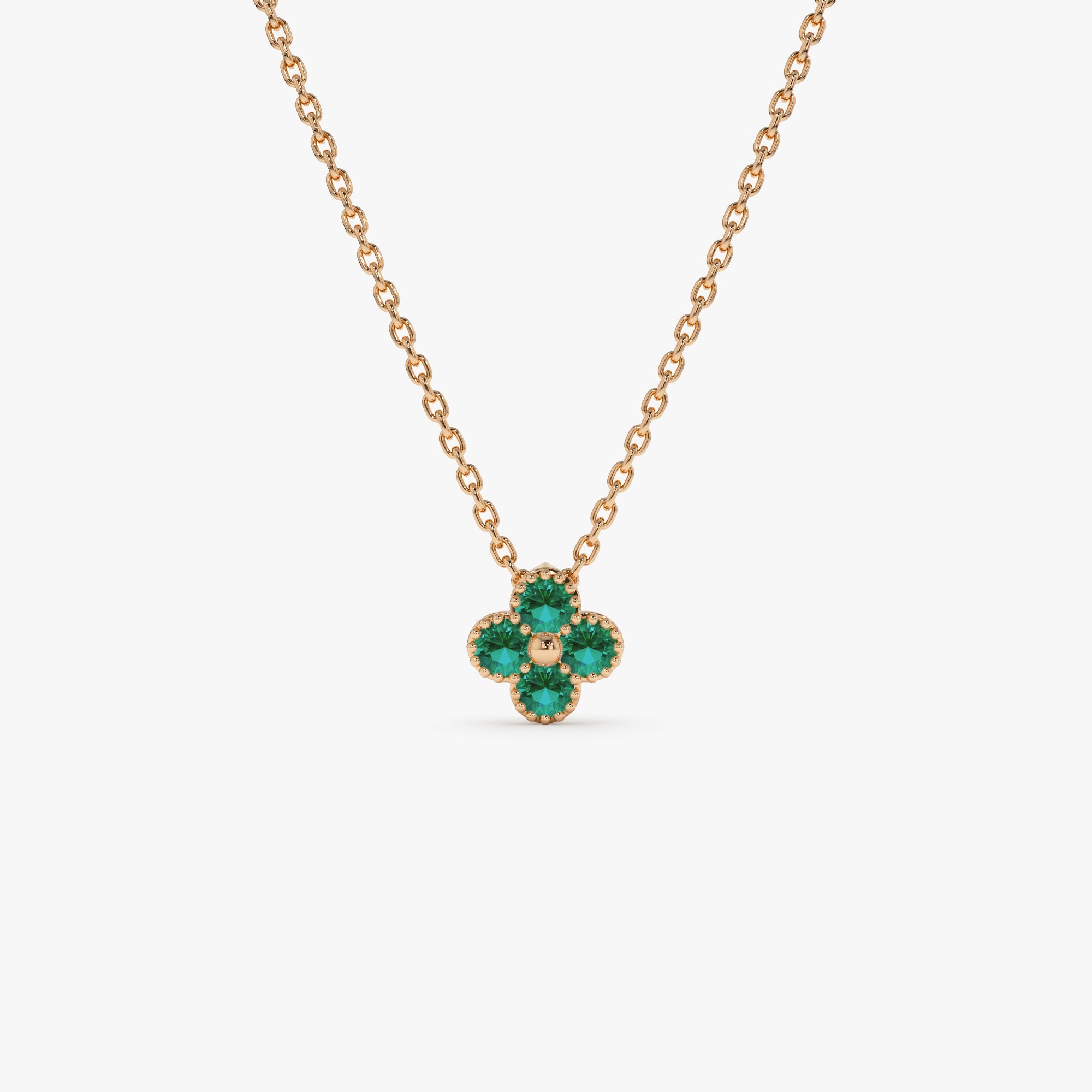 Emerald Clover Beaded Necklace