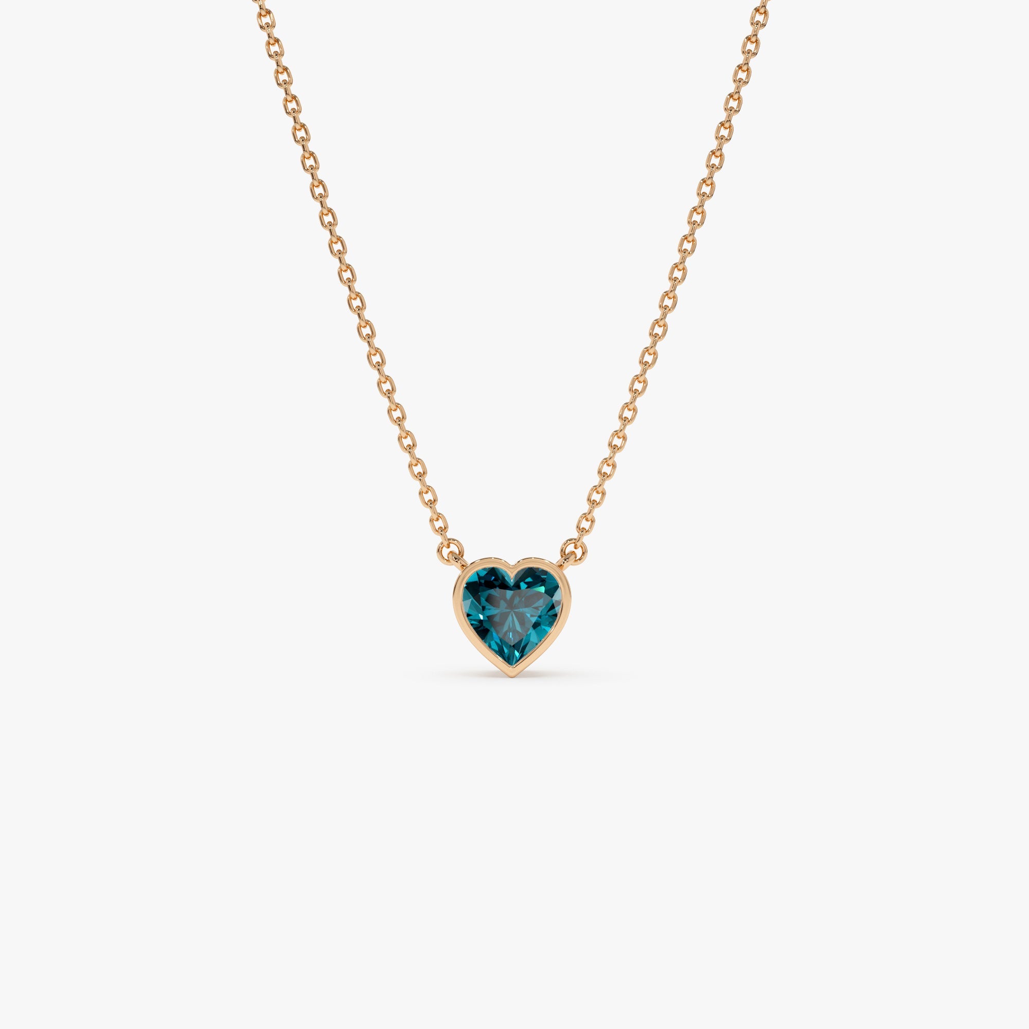 Heart Shaped London Blue Topaz Layering Necklace