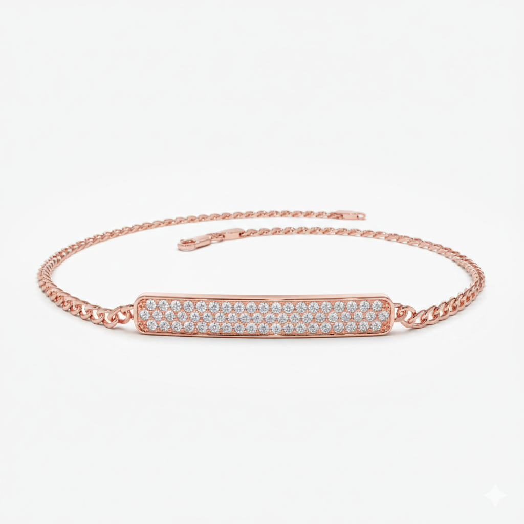 3MM Curb Link Diamond Pave Bracelet