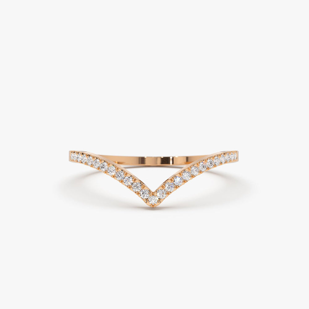 Gold Diamond Chevron Ring