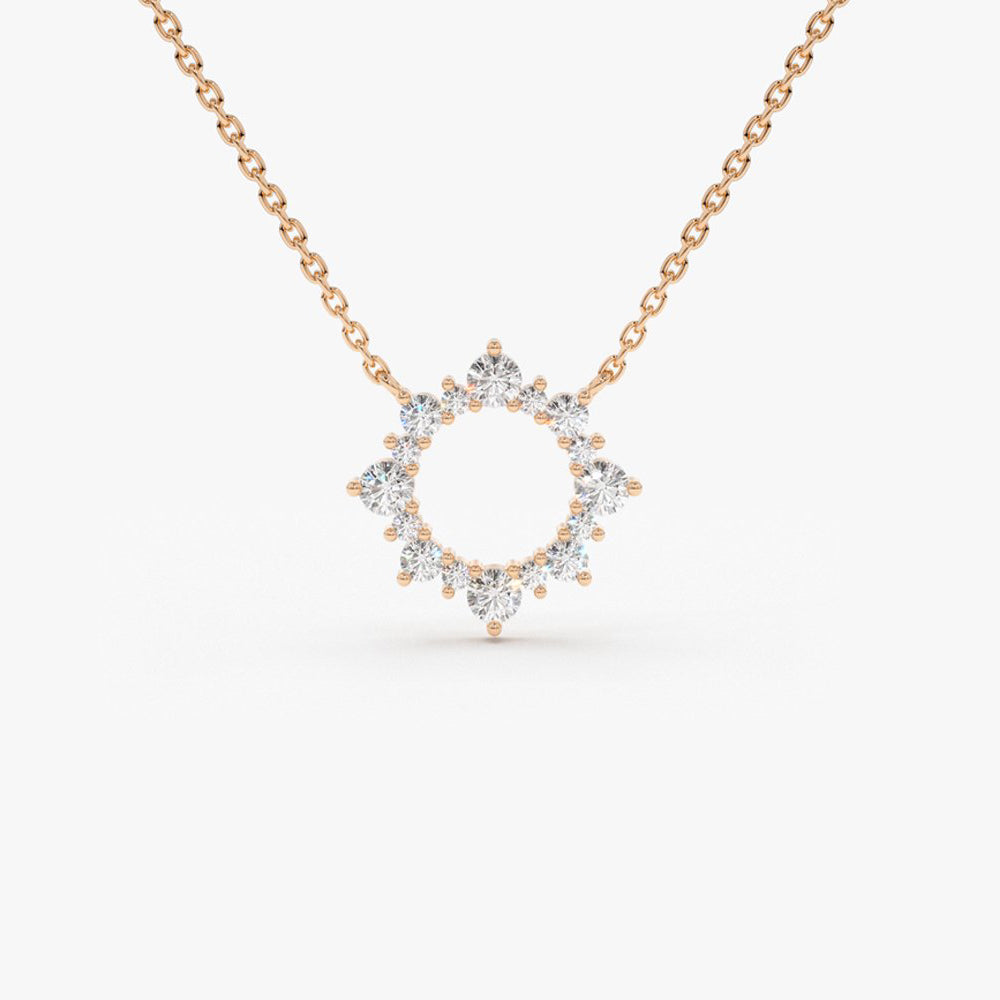 Diamond Sun Circle Necklace