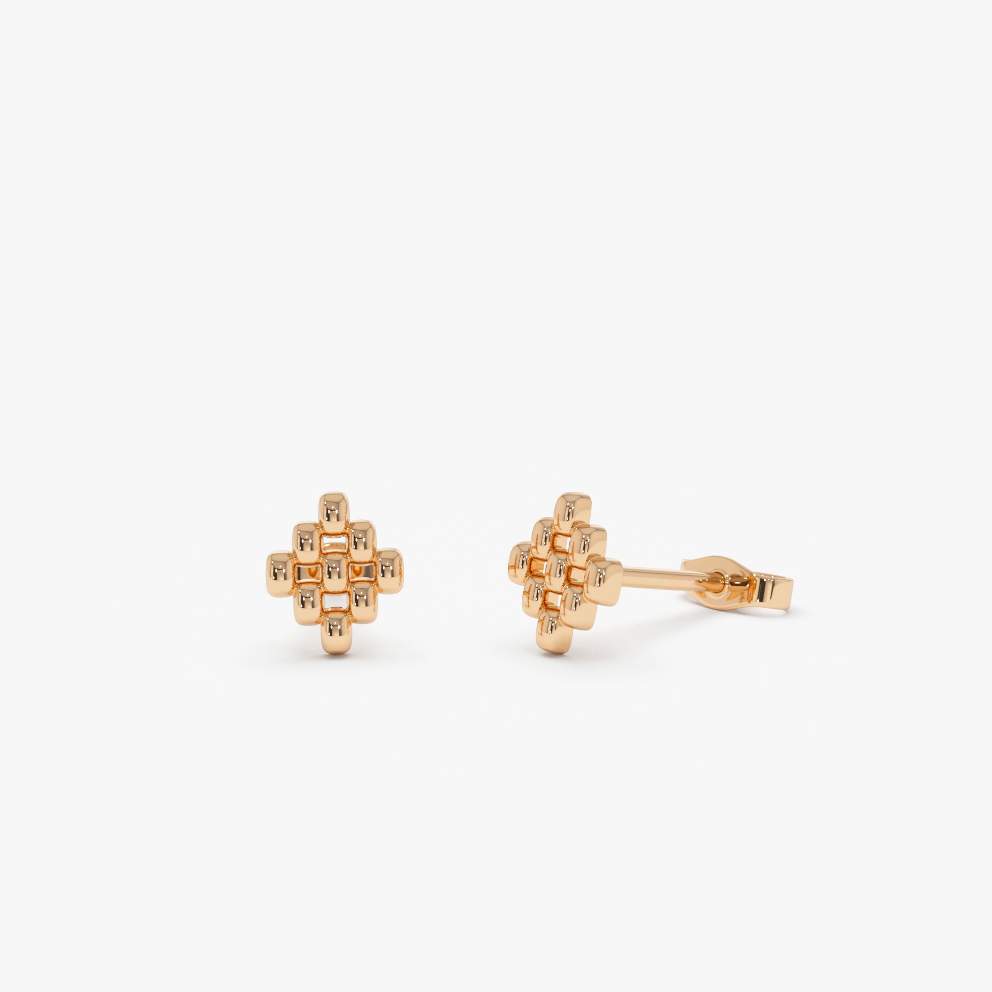 Geometric Beaded Stud Earrings