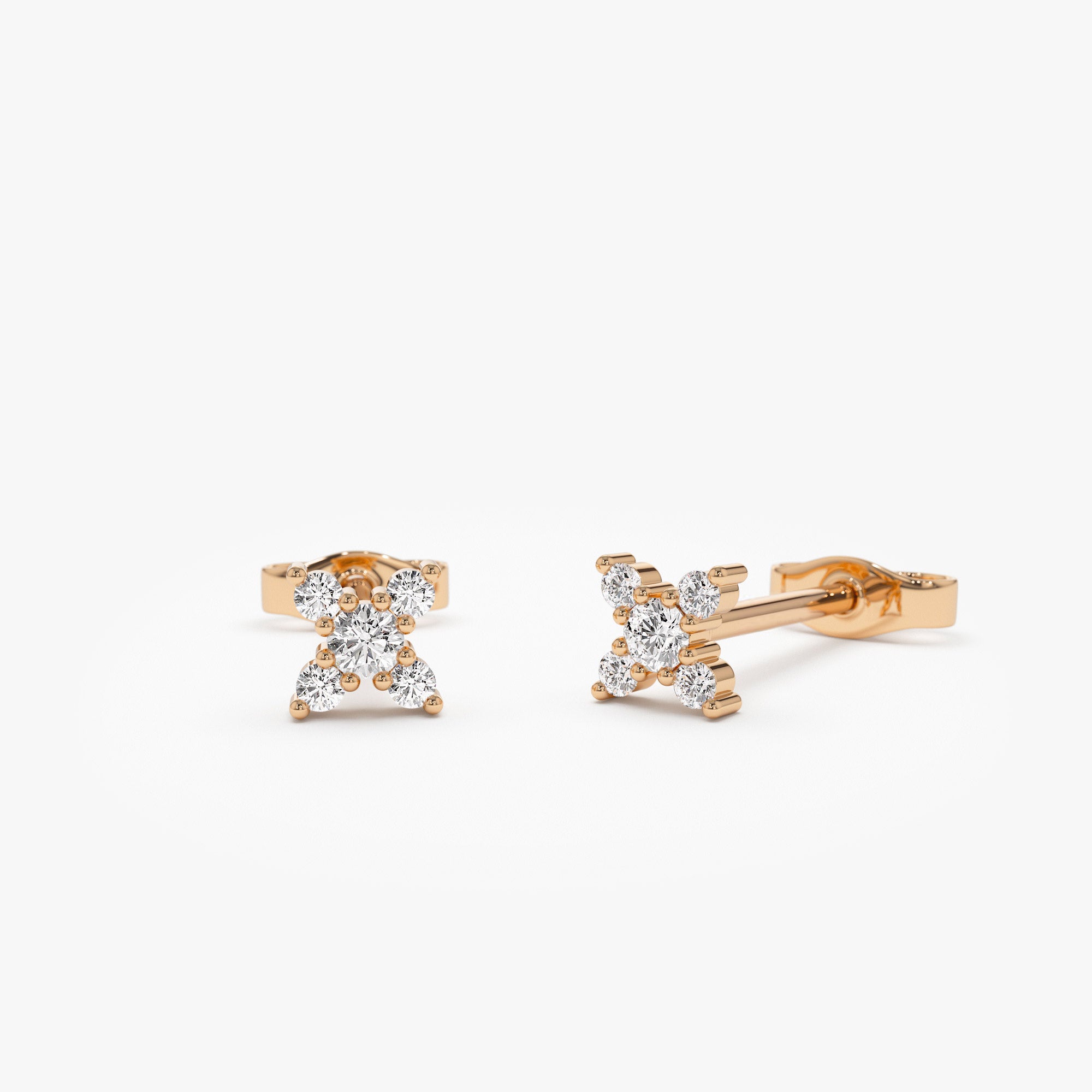 Criss Cross X Diamond Earring Studs