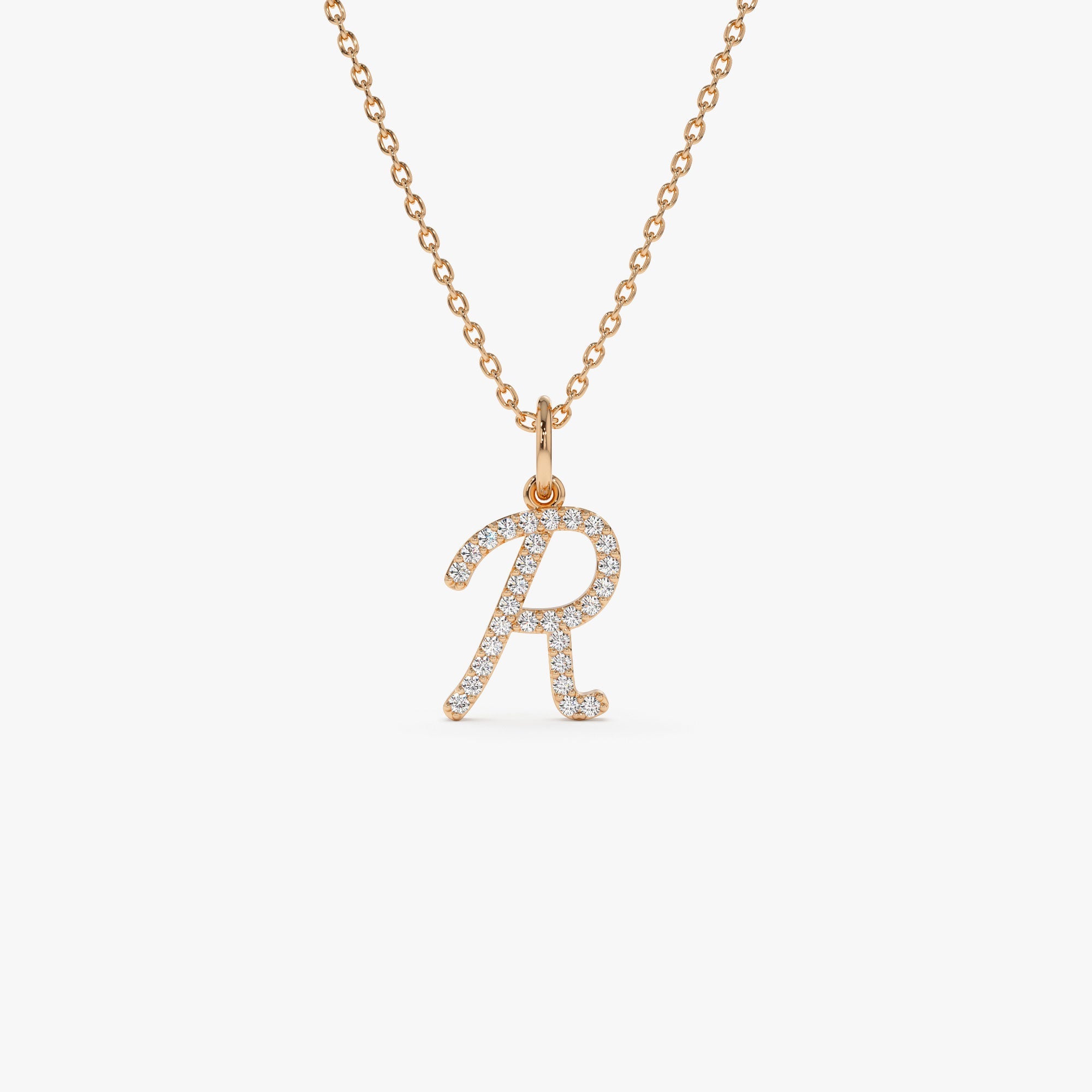 Diamond Script Initial Necklace