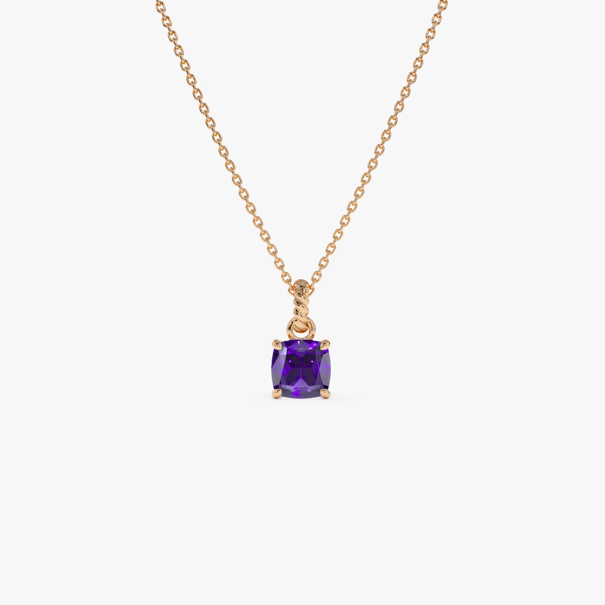 Cushion Cut Amethyst Solitaire Necklace