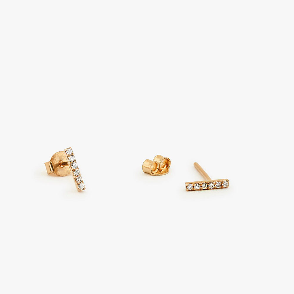 Diamond Bar Stud Earrings