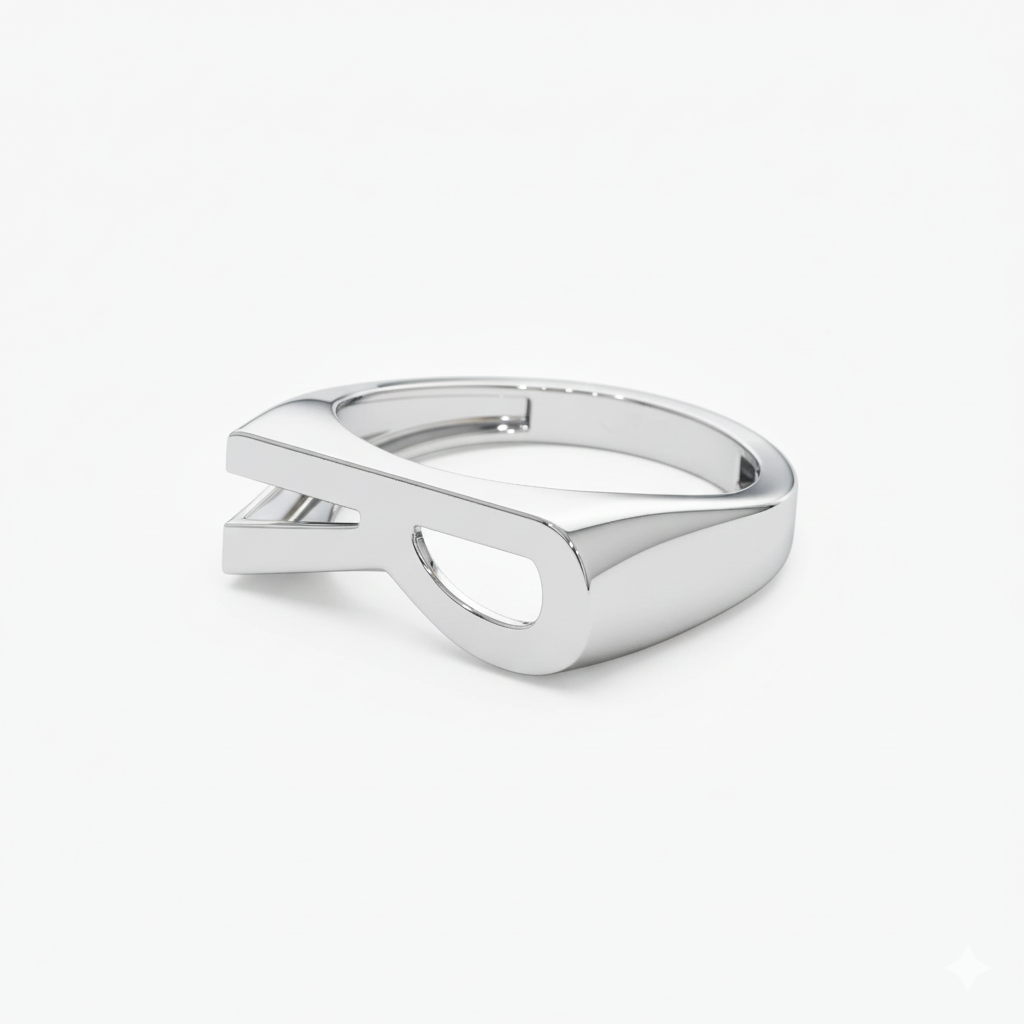 Modern Abstract Personalized Initial Ring