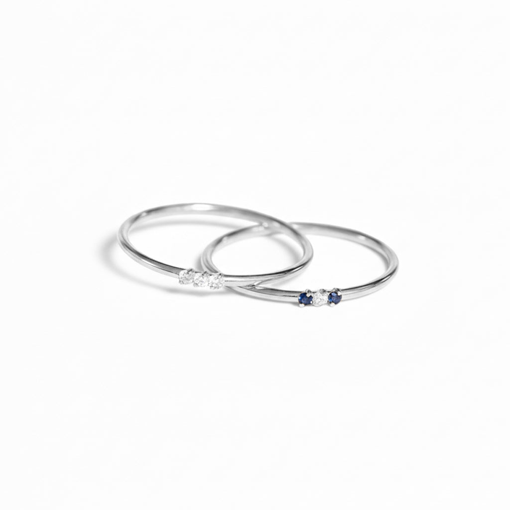 Minimal Sapphire and Diamond Ring