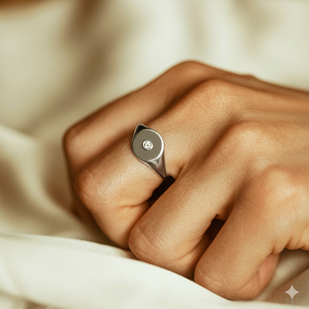 Diamond Pinky Signet Ring