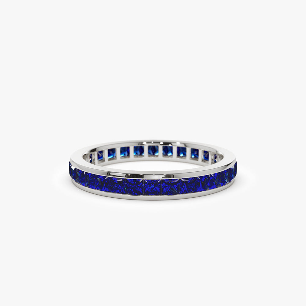 Full Eternity Princess Cut Sapphire Ring