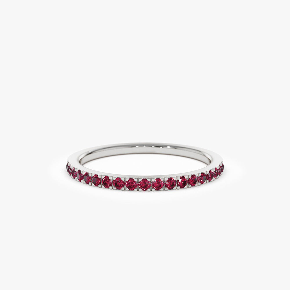 Half Eternity Pave Ruby Ring