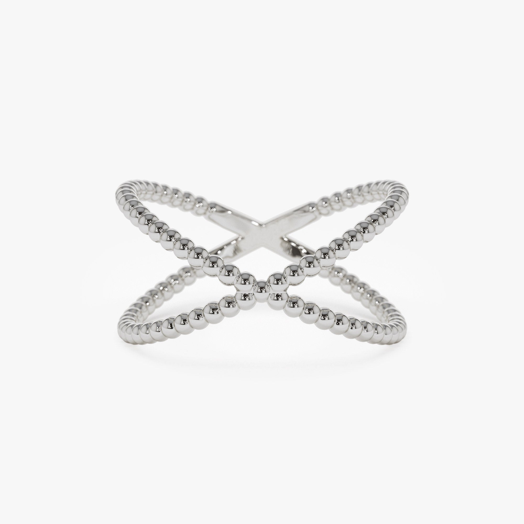 Beaded Band Criss Cross Statement Ring