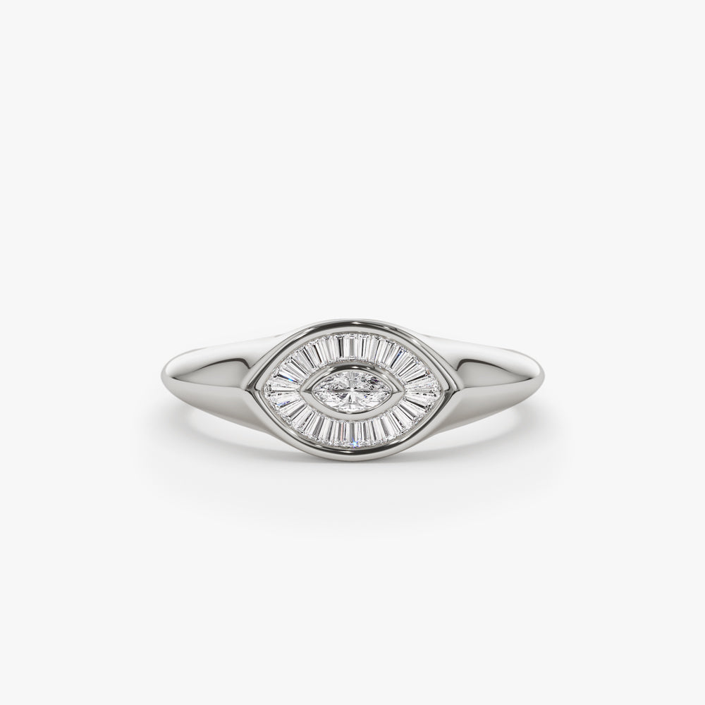 Marquise Shape Baguette Diamond Ring