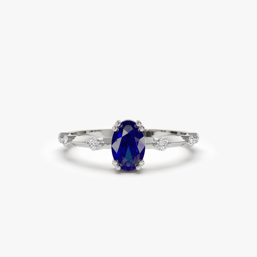 Dainty Diamond Genuine Sapphire Ring