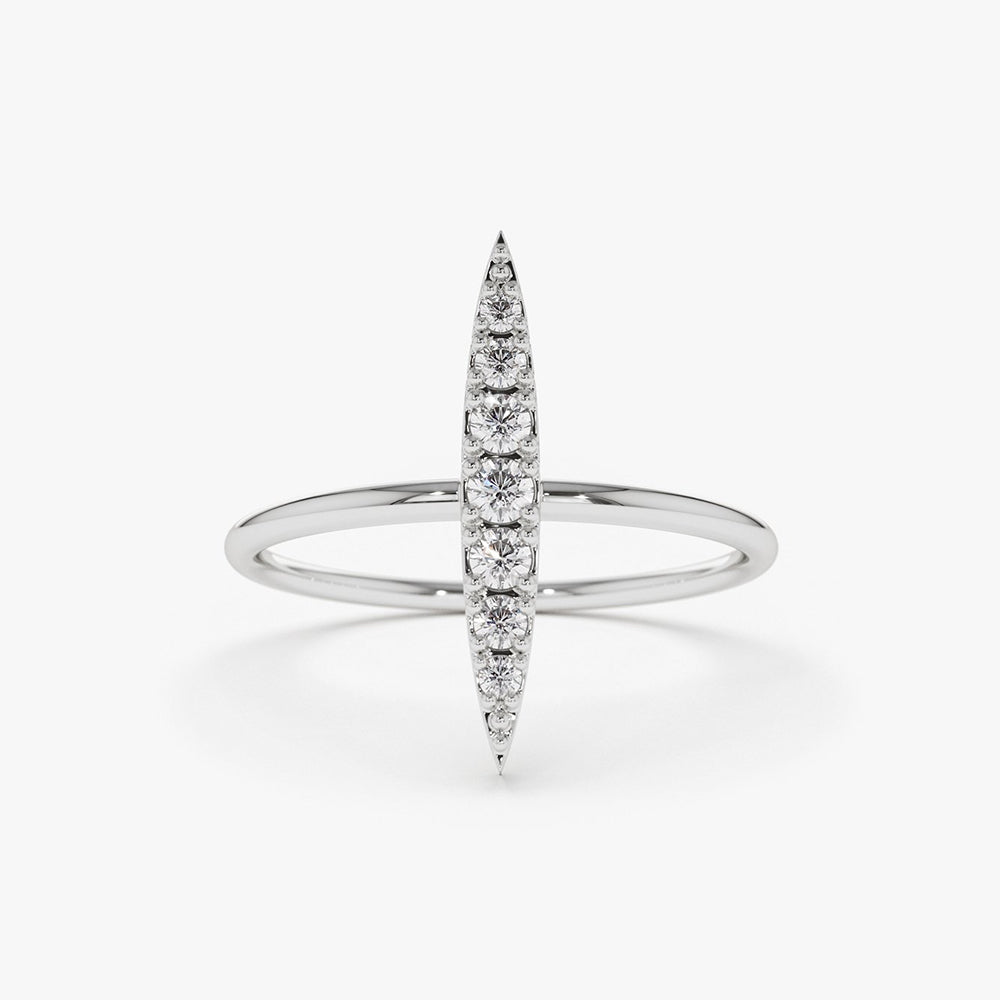 Elongated Micro Pave Diamond Ring