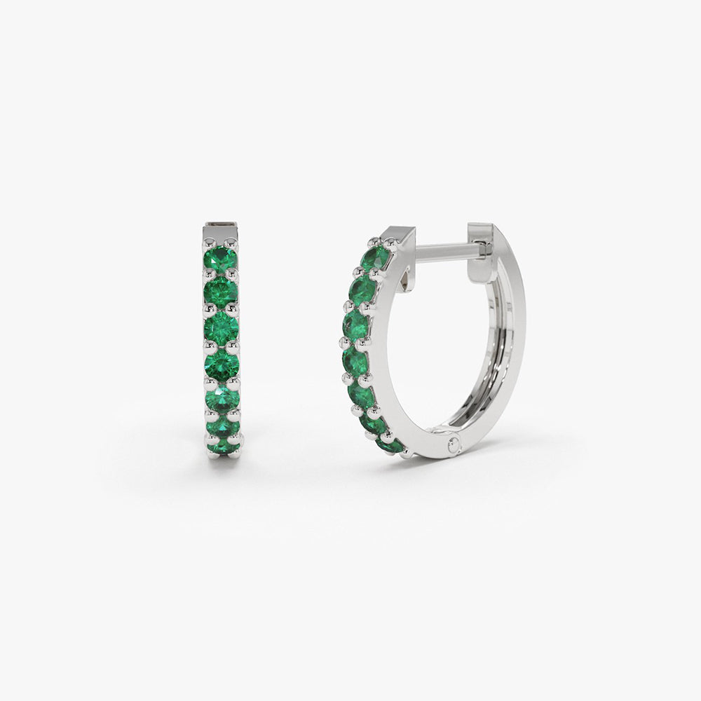 Emerald Huggie Hoop Earrings
