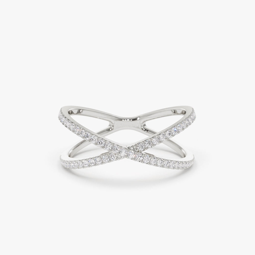 Diamond Criss Cross Pave Ring