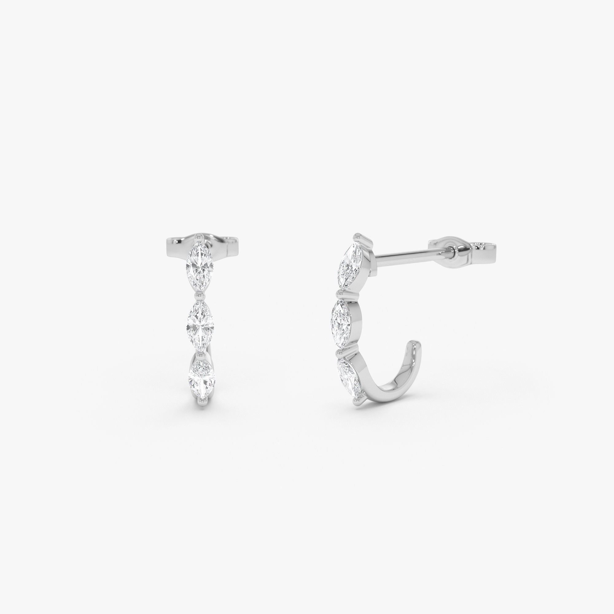 Marquise Diamond Open Hoop Earrings