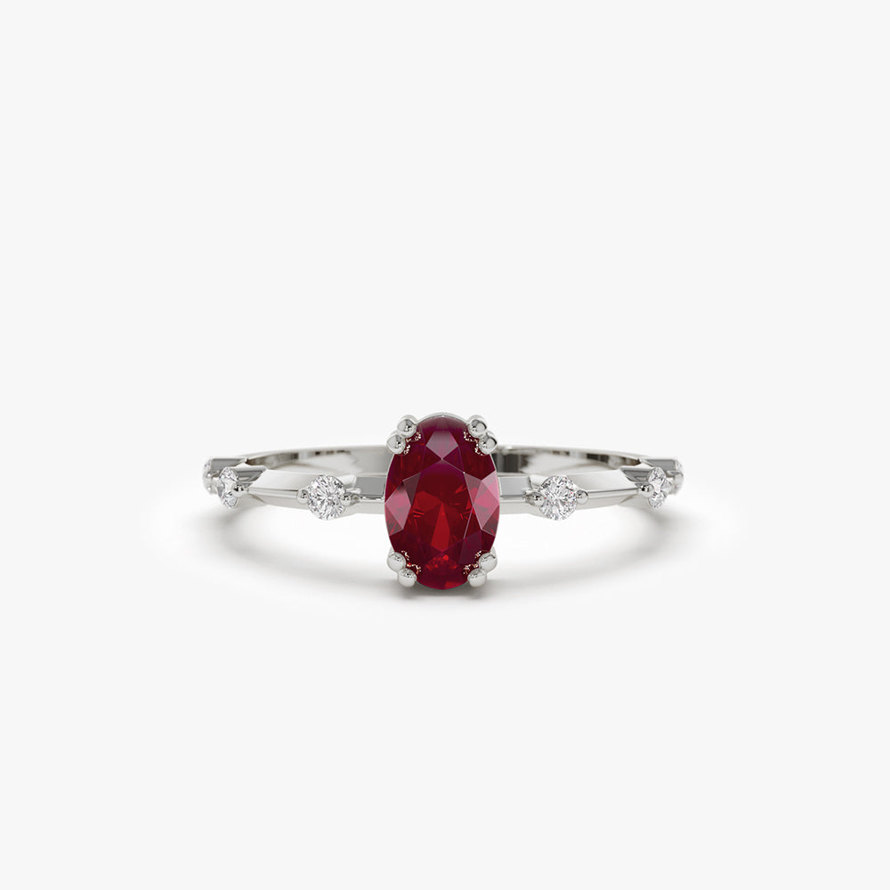 Dainty Diamond Genuine Ruby Ring