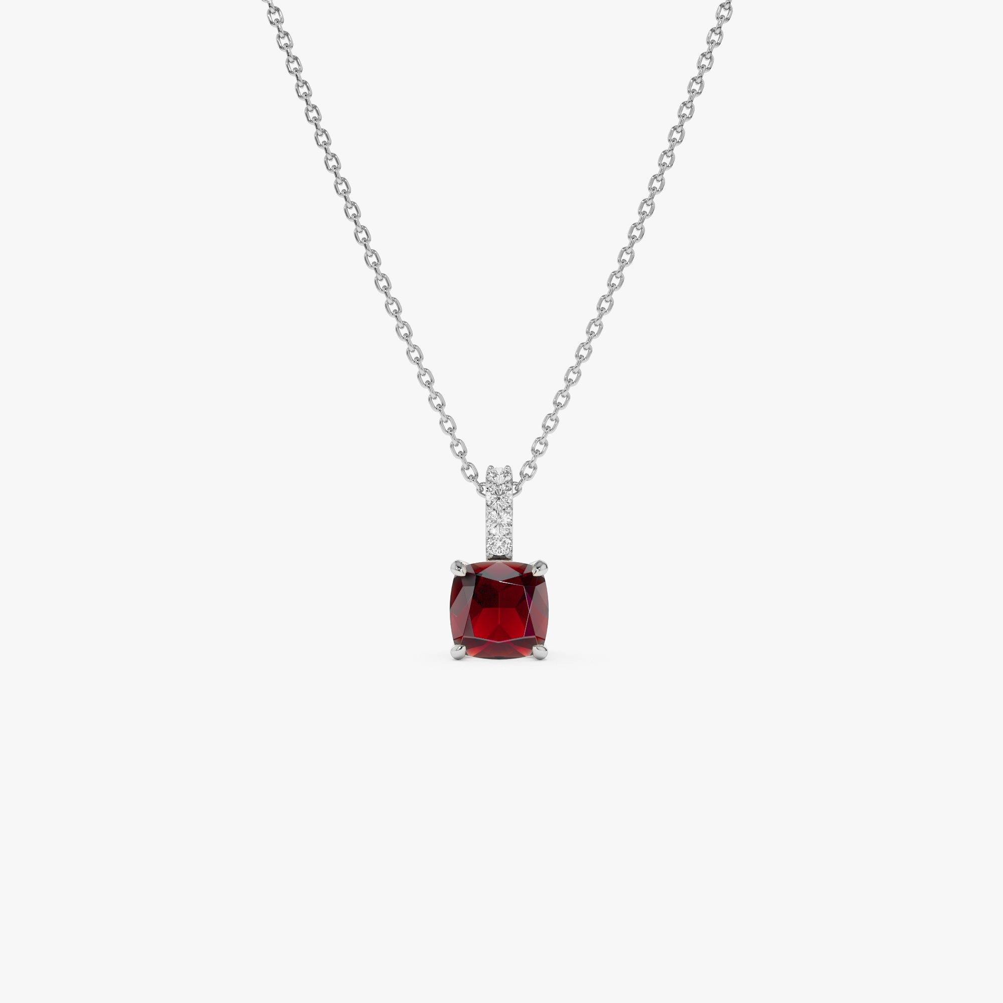 Cushion Cut Garnet with Diamond Bail