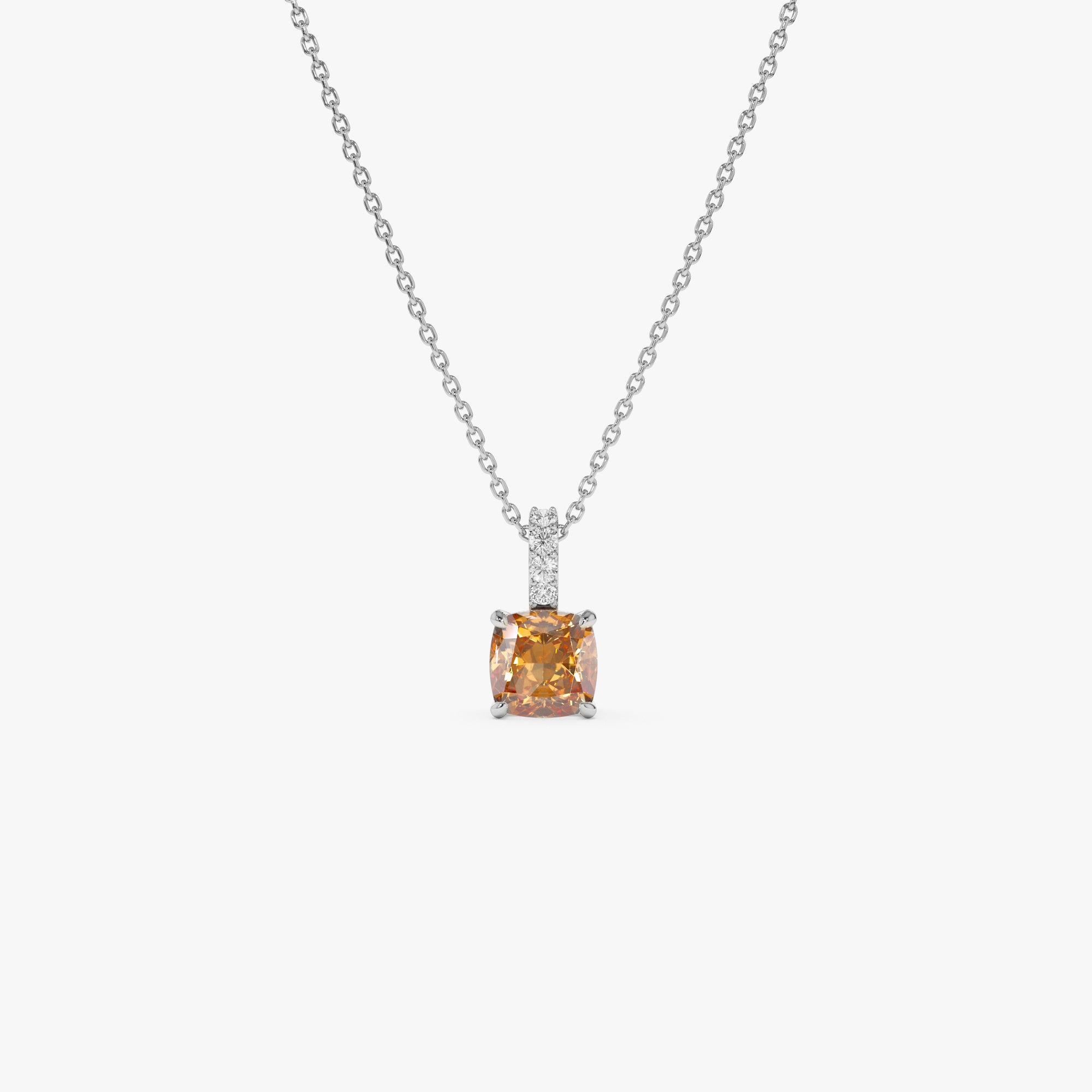 Cushion Cut Citrine with Diamond Bail