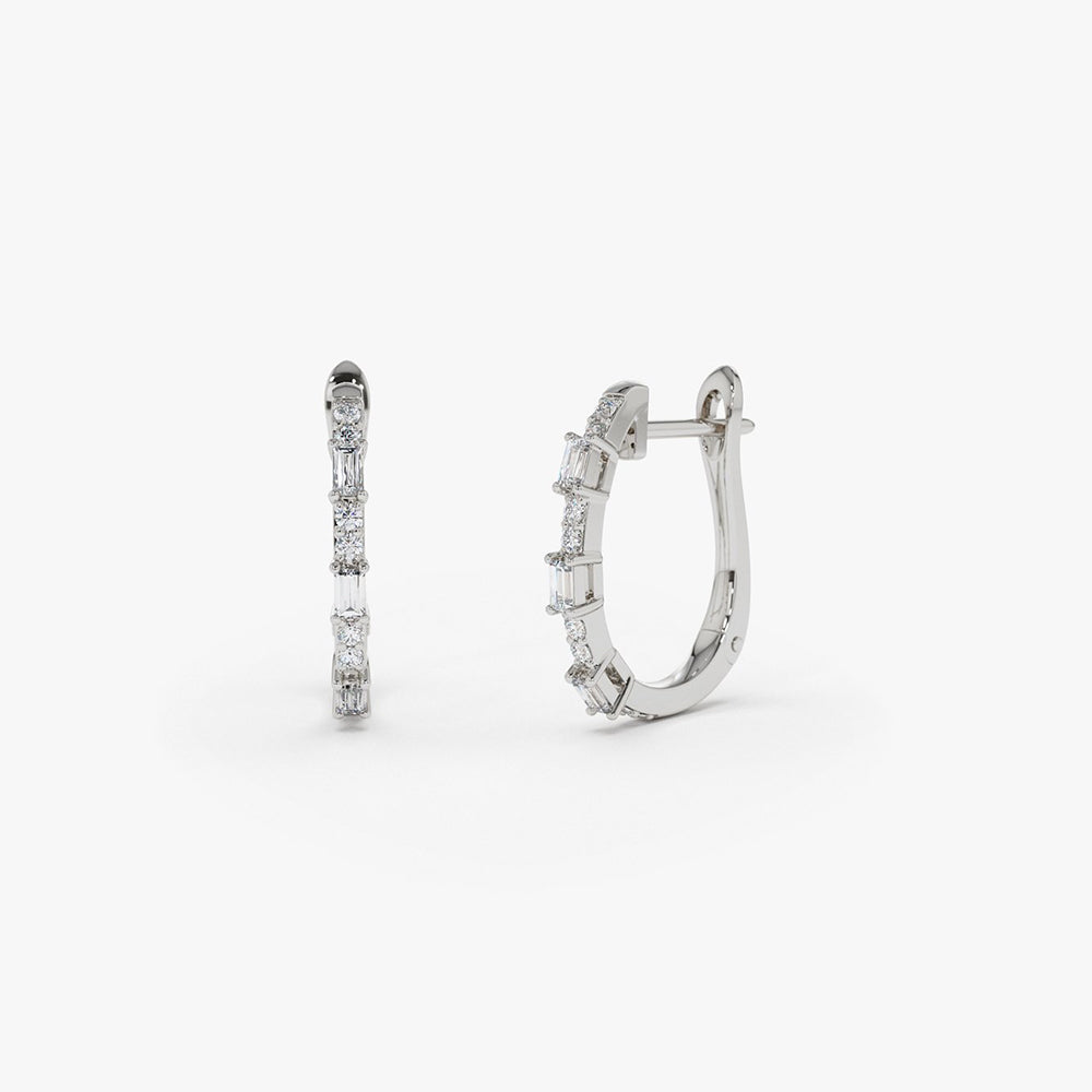 Baguette And Round Diamond Earrings