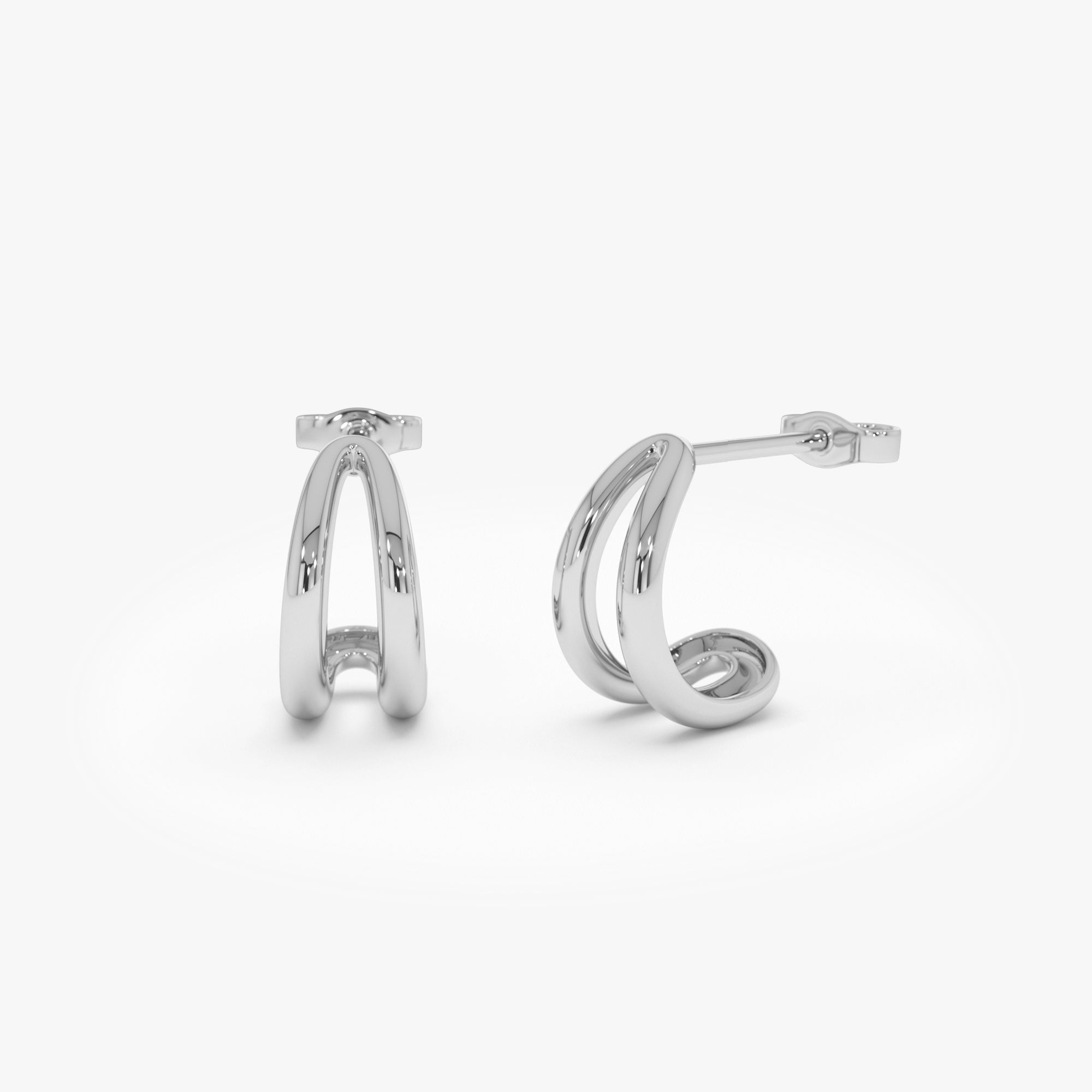 Double Curved J Hoop Earrings